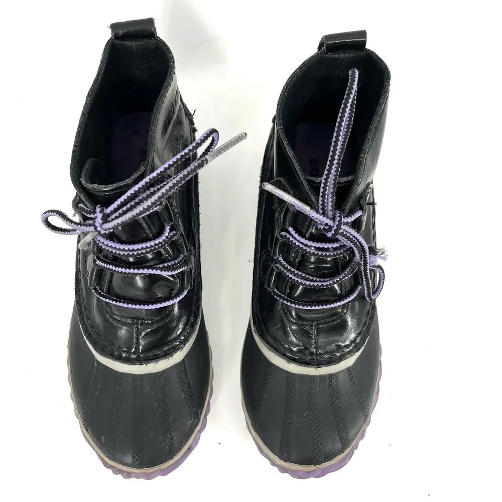 Sorel Youth 2 / 33 Navy Out‎ n About Leather Waterproof Ankle Boots
